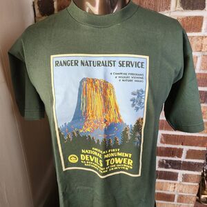 Vtg Devils Tower National Monument Wyoming T Shirt Size Large Graphic Shirt USA